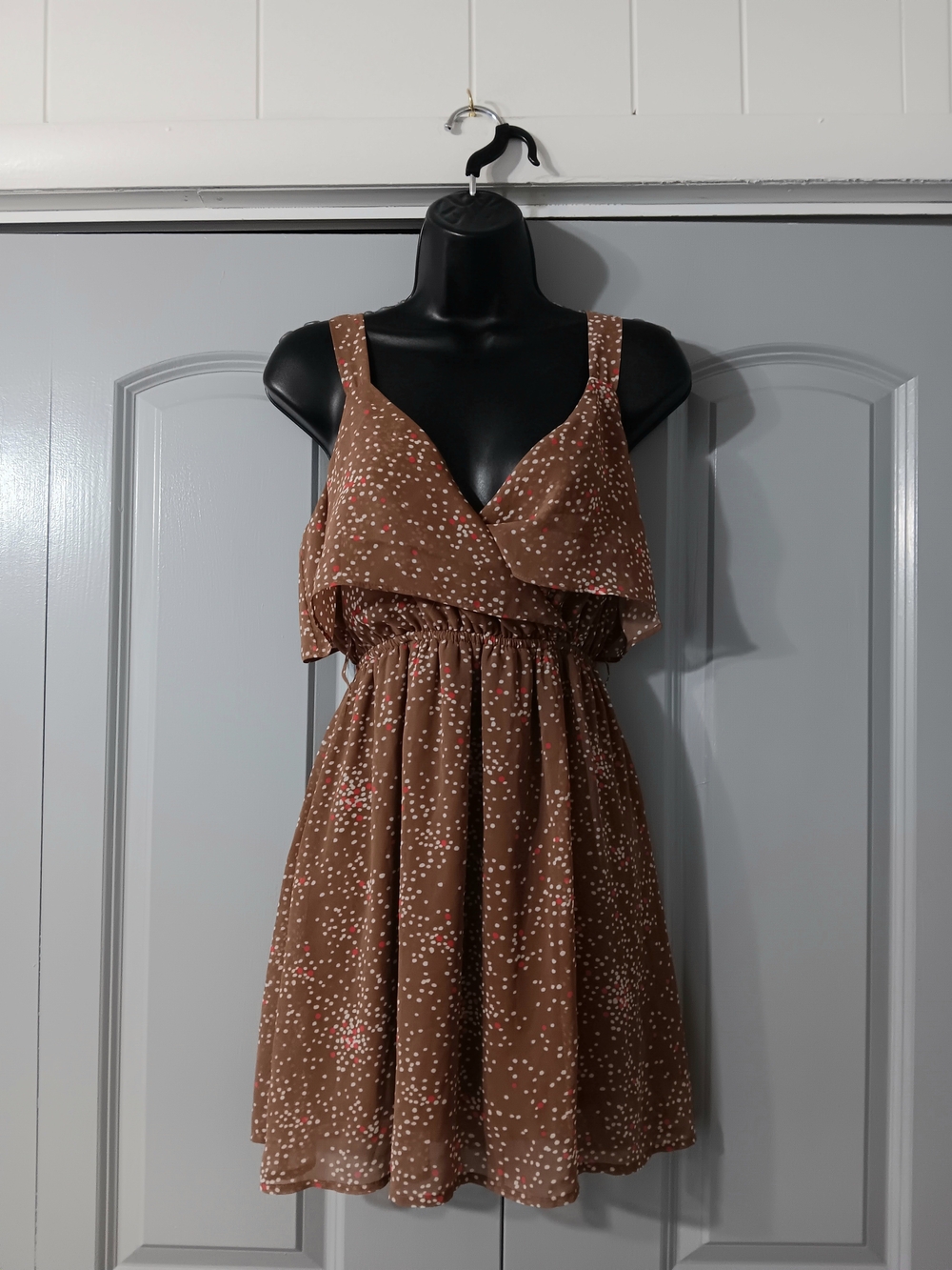 Forever 21 Brown Polka Dot Sleeveless Mini Dress